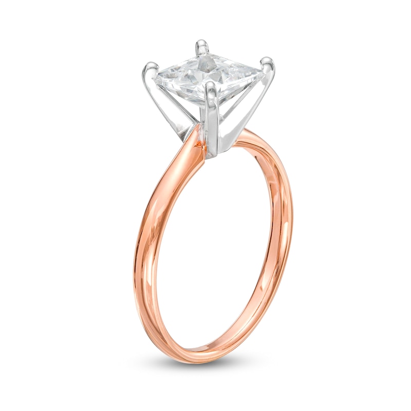 Main Image 3 of 2 CT. Certified Princess-Cut Diamond Solitaire Engagement Ring in 14K Rose Gold (I/I2)