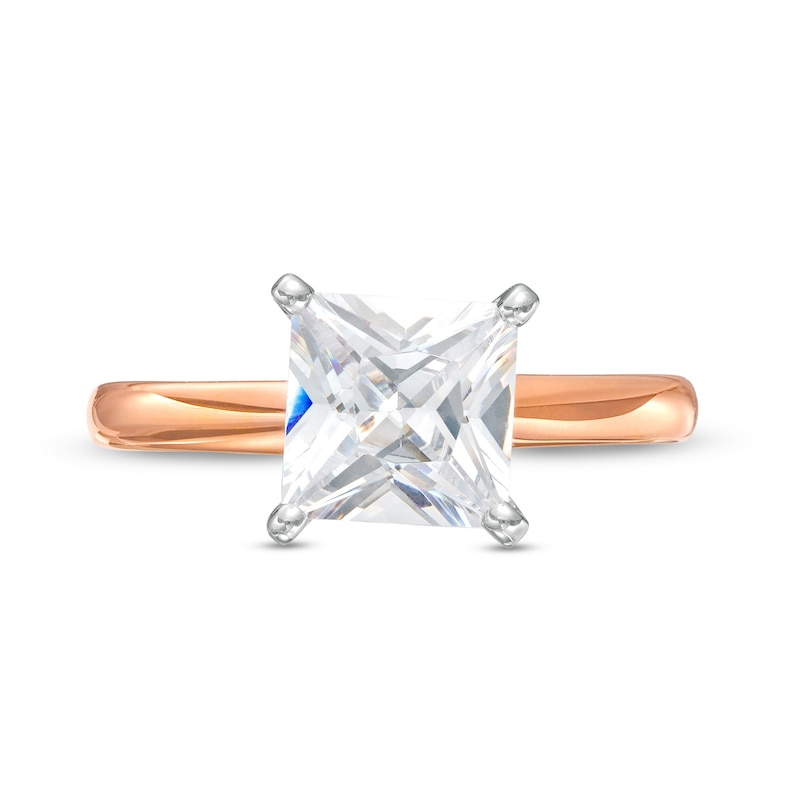 Main Image 4 of 2 CT. Certified Princess-Cut Diamond Solitaire Engagement Ring in 14K Rose Gold (I/I2)