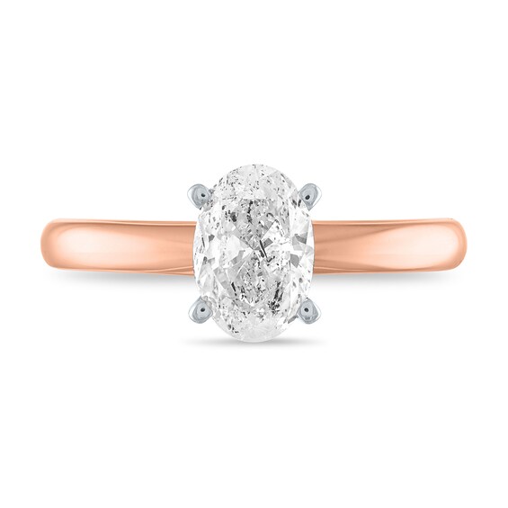 1 CT. Certified Oval Diamond Solitaire Engagement Ring in 14K Rose Gold (I/I2)