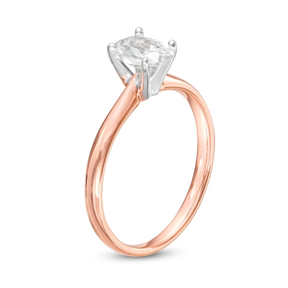 1 CT. Certified Oval Diamond Solitaire Engagement Ring in 14K Rose Gold (I/I2)