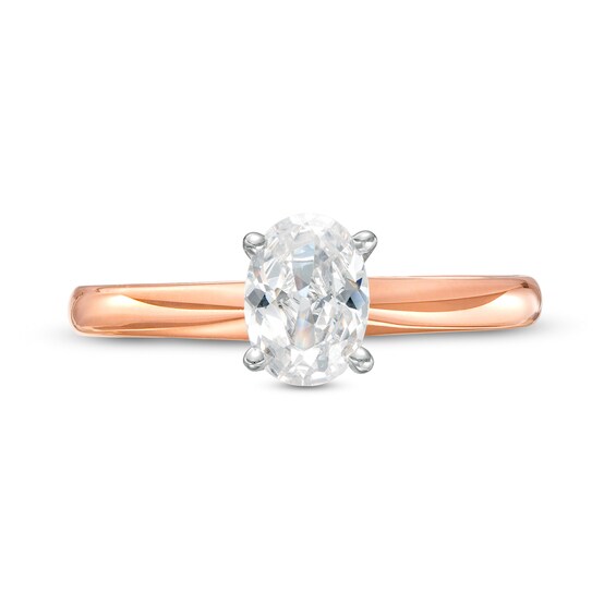 1 CT. Certified Oval Diamond Solitaire Engagement Ring in 14K Rose Gold (I/I2)