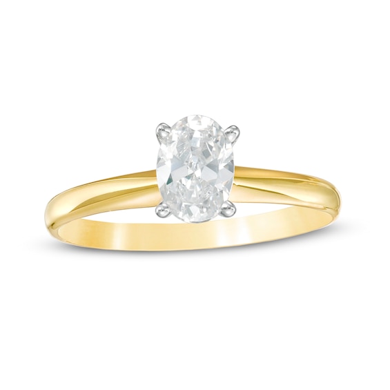 1 CT. Certified Oval Diamond Solitaire Engagement Ring in 14K Gold (I/I2)