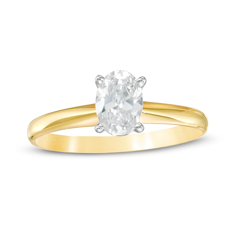 Main Image 1 of 1 CT. Certified Oval Diamond Solitaire Engagement Ring in 14K Gold (I/I2)