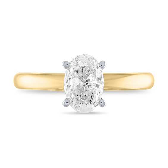 1 CT. Certified Oval Diamond Solitaire Engagement Ring in 14K Gold (I/I2)