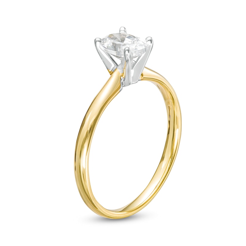 Main Image 3 of 1 CT. Certified Oval Diamond Solitaire Engagement Ring in 14K Gold (I/I2)
