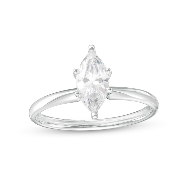 Main Image 1 of 1 CT. Certified Marquise Diamond Solitaire Engagement Ring in 14K White Gold (I/I2)