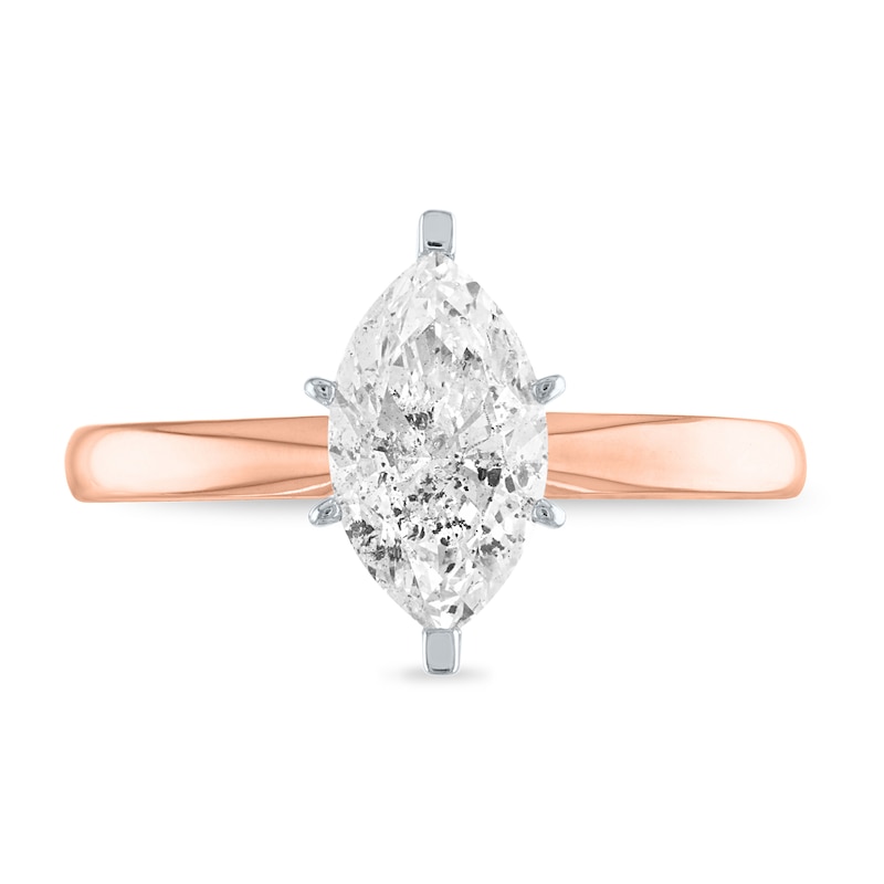 1 CT. Certified Marquise Diamond Solitaire Engagement Ring in 14K Rose Gold (I/I2)