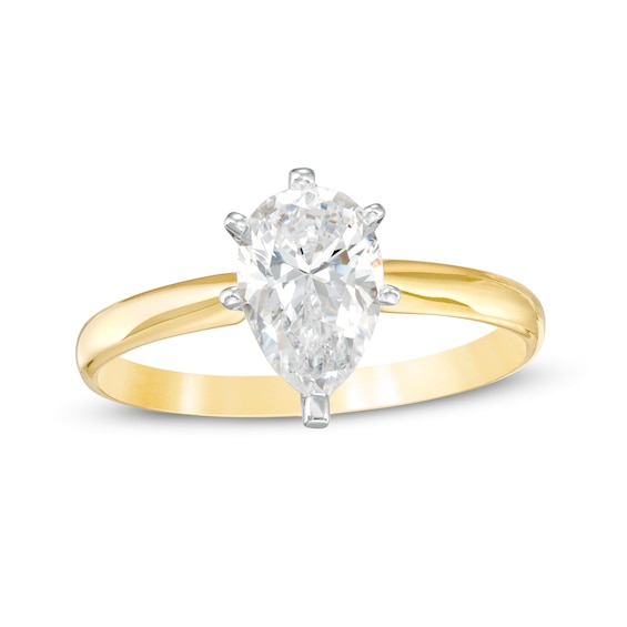 1 CT. Certified Pear-Shaped Diamond Solitaire Engagement Ring in 14K Gold (I/I2)
