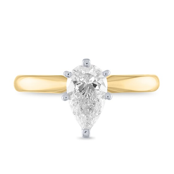 1 CT. Certified Pear-Shaped Diamond Solitaire Engagement Ring in 14K Gold (I/I2)