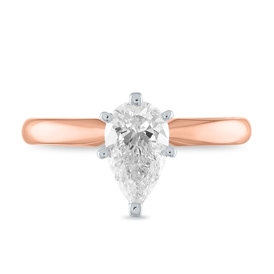 1 CT. Certified Pear-Shaped Diamond Solitaire Engagement Ring in 14K Rose Gold (I/I2)
