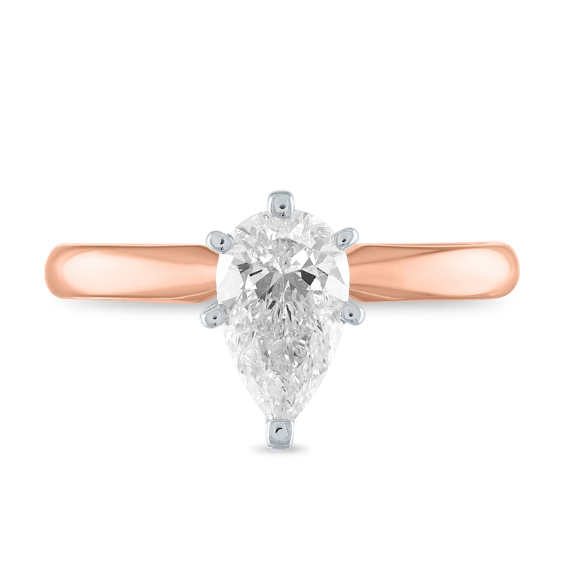1 CT. Certified Pear-Shaped Diamond Solitaire Engagement Ring in 14K Rose Gold (I/I2)