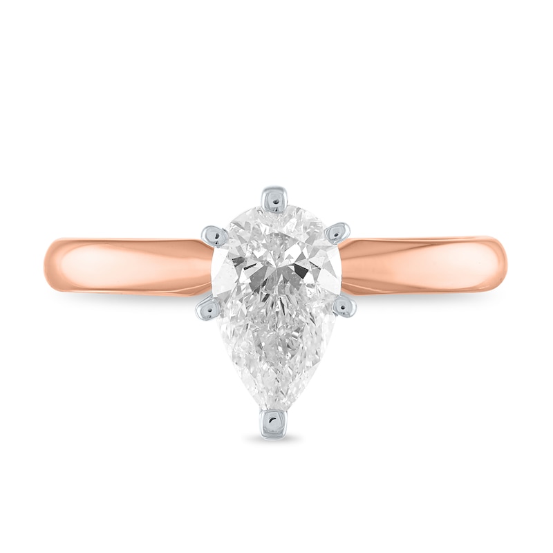 Main Image 2 of 1 CT. Certified Pear-Shaped Diamond Solitaire Engagement Ring in 14K Rose Gold (I/I2)