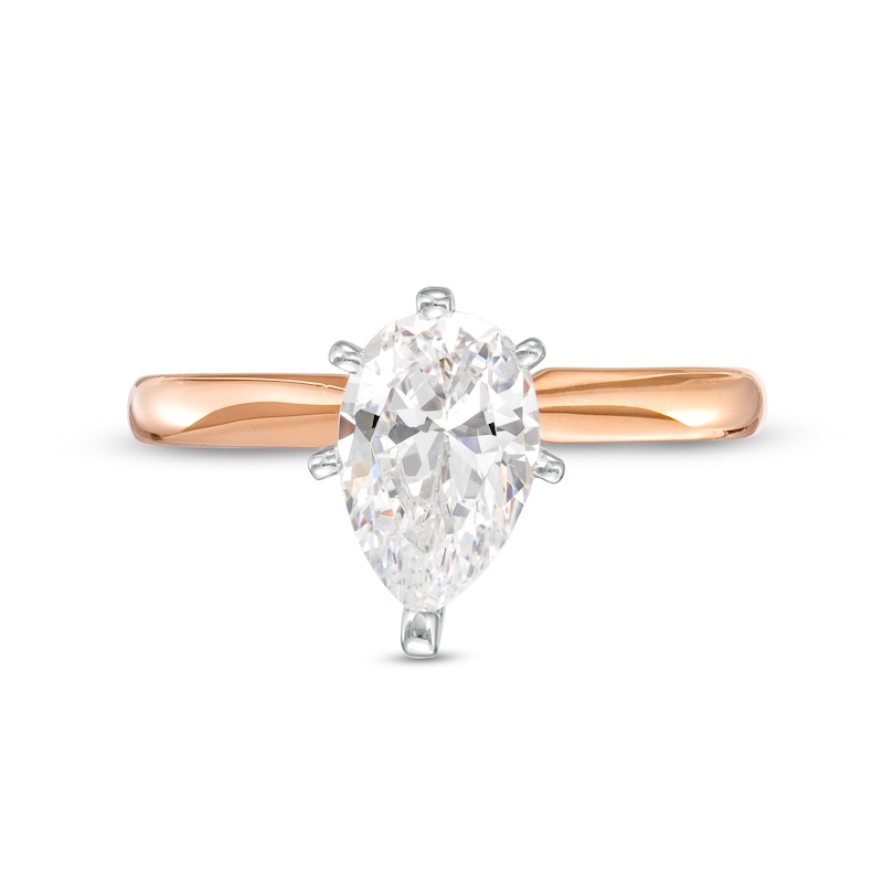 Main Image 4 of 1 CT. Certified Pear-Shaped Diamond Solitaire Engagement Ring in 14K Rose Gold (I/I2)