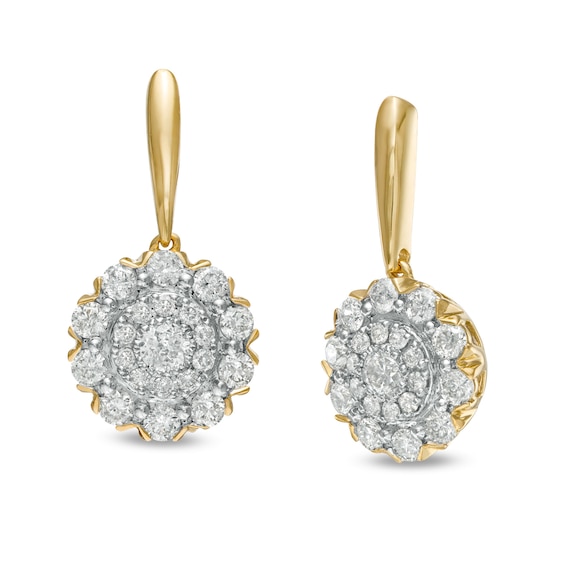 1/2 CT. T.w. Composite Diamond Flower Frame Drop Earrings in 10K Gold