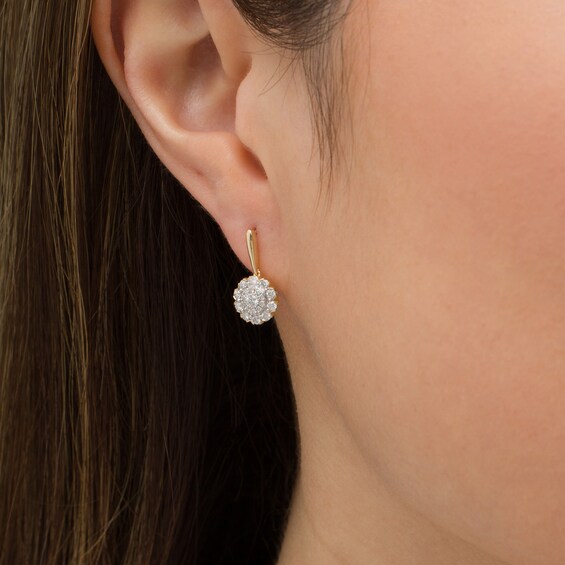 1/2 CT. T.w. Composite Diamond Flower Frame Drop Earrings in 10K Gold