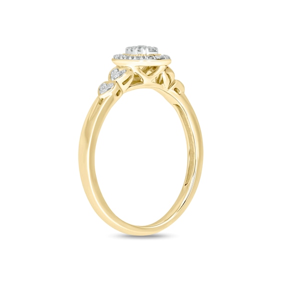 1/6 CT. T.w. Composite Diamond Oval-Shaped Frame Double Heart Sides Promise Ring in 10K Gold