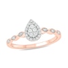 Thumbnail Image 1 of 1/5 CT. T.W. Composite Baguette and Round Diamond Pear-Shaped Frame Scallop Shank Promise Ring in 10K Rose Gold
