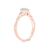 Thumbnail Image 2 of 1/5 CT. T.W. Composite Baguette and Round Diamond Pear-Shaped Frame Scallop Shank Promise Ring in 10K Rose Gold