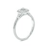 1/4 CT. T.W. Composite Baguette and Round Diamond Cushion-Shape Frame Promise Ring in 10K White Gold
