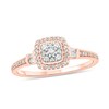 1/4 CT. T.W. Composite Baguette and Round Diamond Cushion-Shape Frame Promise Ring in 10K Rose Gold
