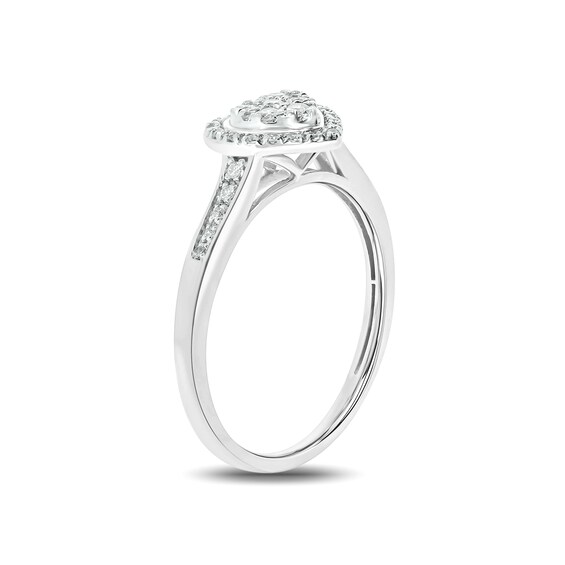 1/5 CT. T.w. Composite Diamond Heart-Shape Frame Promise Ring in 10K White Gold