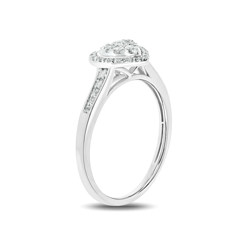 1/5 CT. T.W. Composite Diamond Heart-Shape Frame Promise Ring in 10K White Gold