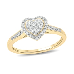 1/5 CT. T.W. Multi-Diamond Heart-Shape Frame Promise Ring in 10K Gold