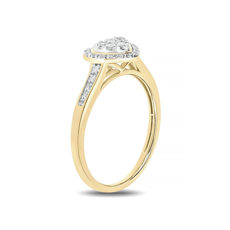 1/5 CT. T.W. Multi-Diamond Heart-Shape Frame Promise Ring in 10K Gold