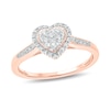 Thumbnail Image 0 of 1/5 CT. T.W. Multi-Diamond Heart-Shape Frame Promise Ring in 10K Rose Gold