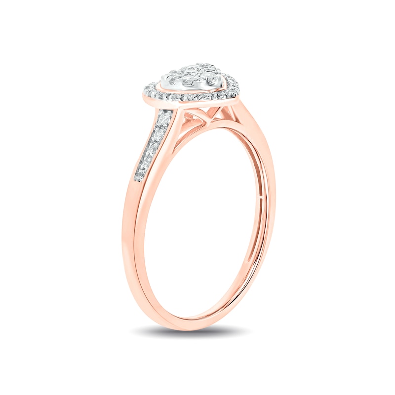 1/5 CT. T.W. Multi-Diamond Heart-Shape Frame Promise Ring in 10K Rose Gold