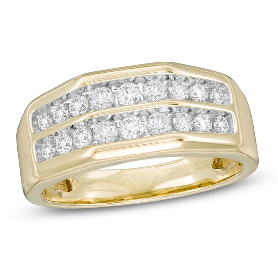 Men's 3/4 CT. T.w. Diamond Double Row Wedding Band in 10K Gold