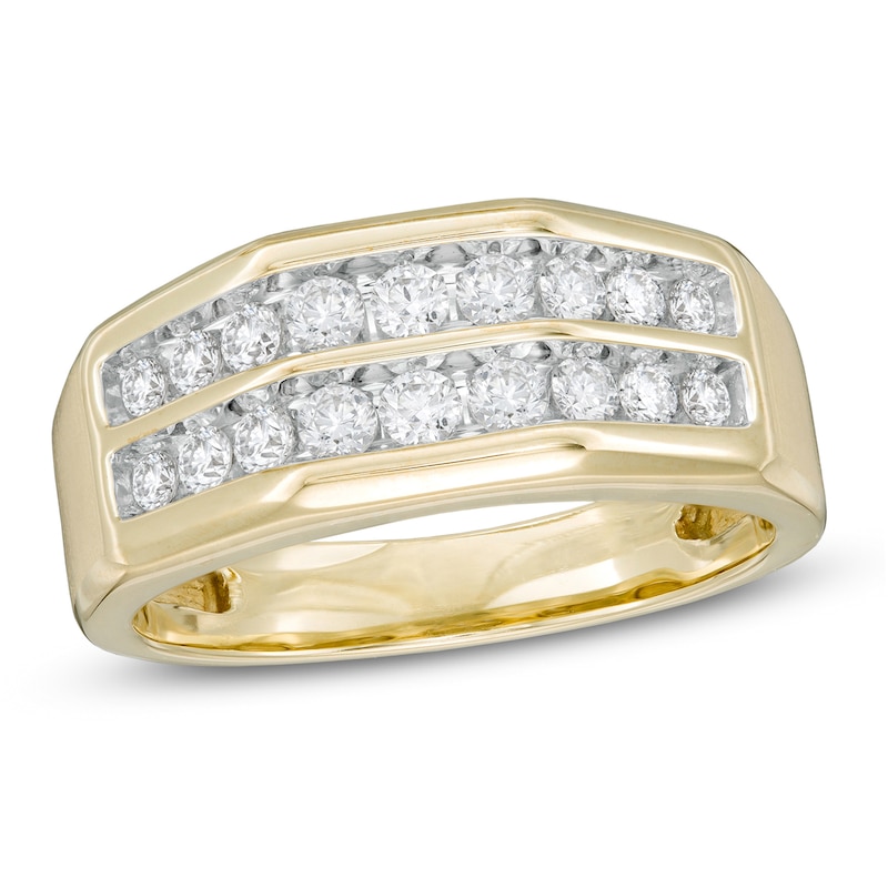 Main Image 1 of 3/4 CT. T.W. Diamond Double Row Wedding Band in 10K Gold