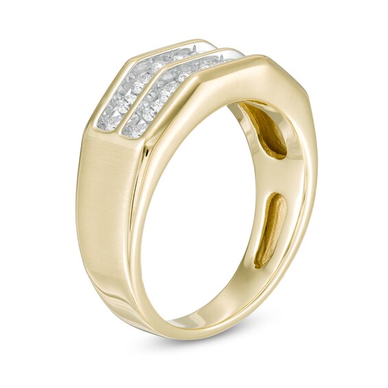 Men's 3/4 CT. T.w. Diamond Double Row Wedding Band in 10K Gold