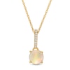 Thumbnail Image 1 of 6.0mm Opal and Diamond Accent Drop Pendant in 10K Gold