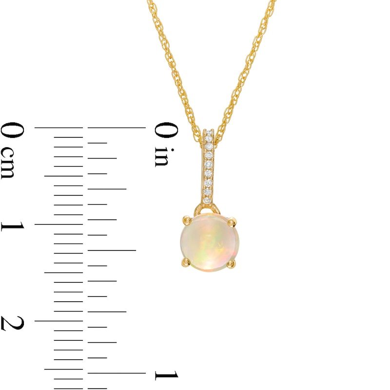 Main Image 3 of 6.0mm Opal and Diamond Accent Drop Pendant in 10K Gold