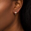 Thumbnail Image 2 of 4.0mm Freshwater Cultured Pearl and Beaded Hoop Earrings in 10K Gold