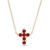 Thumbnail Image 1 of Garnet Mini Cross Necklace in 10K Gold