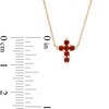 Thumbnail Image 2 of Garnet Mini Cross Necklace in 10K Gold