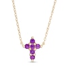 Thumbnail Image 1 of Amethyst Mini Cross Necklace in 10K Gold