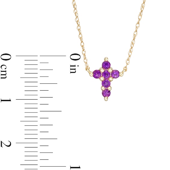 Amethyst Mini Cross Necklace in 10K Gold