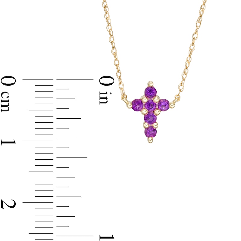 Main Image 2 of Amethyst Mini Cross Necklace in 10K Gold