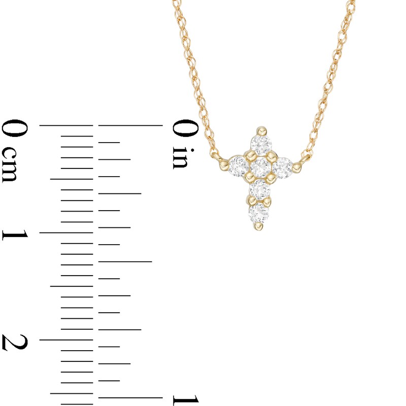 Main Image 2 of White Topaz Mini Cross Necklace in 10K Gold