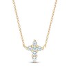 Thumbnail Image 0 of Aquamarine Mini Cross Necklace in 10K Gold