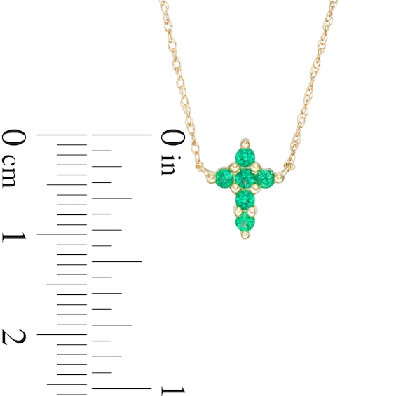 Emerald Mini Cross Necklace in 10K Gold