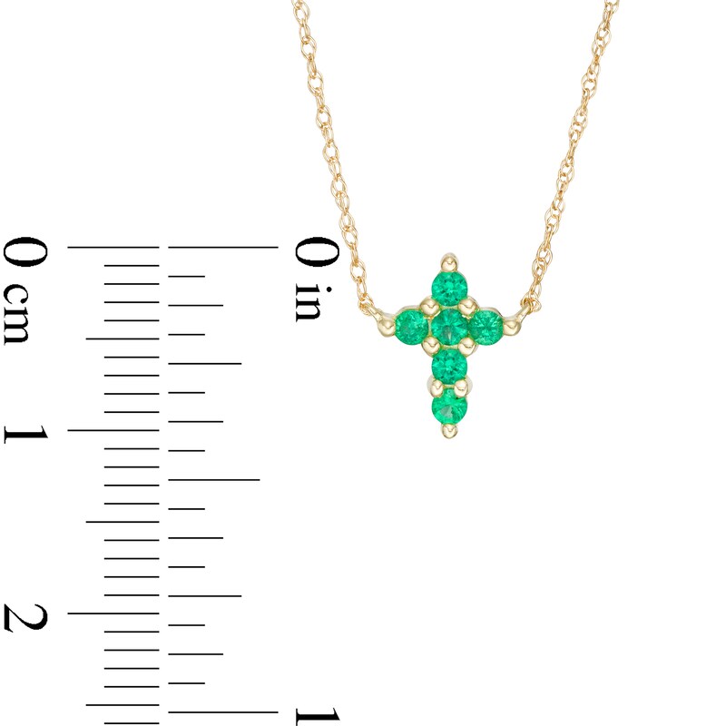 Main Image 2 of Emerald Mini Cross Necklace in 10K Gold