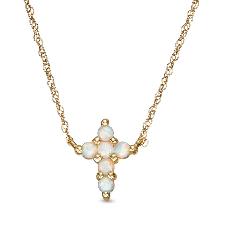 Main Image 1 of Opal Mini Cross Necklace in 10K Gold