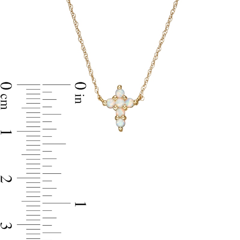 Main Image 3 of Opal Mini Cross Necklace in 10K Gold