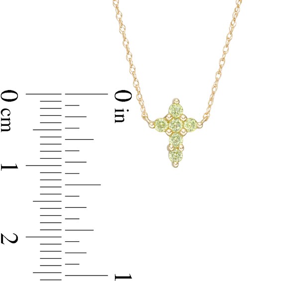 Peridot Mini Cross Necklace in 10K Gold