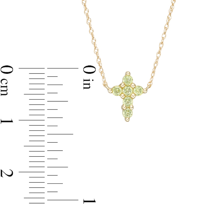 Main Image 2 of Peridot Mini Cross Necklace in 10K Gold