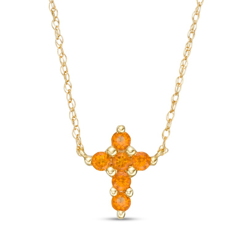 Main Image 1 of Citrine Mini Cross Necklace in 10K Gold